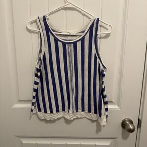 Hazel Women's White Blue Stripe Tank‎ Size Medium
